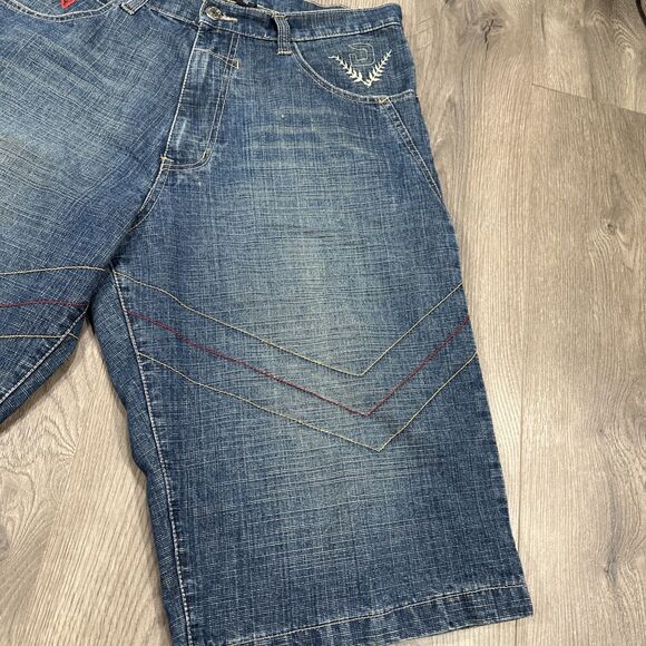 Vintage Don Blue Denim Shorts Men’s Embroidered Baggy Y2K Size 34 - Picture 6 of 9